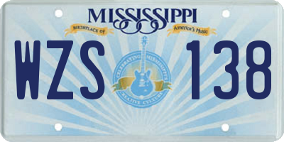 MS license plate WZS138