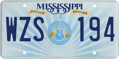 MS license plate WZS194
