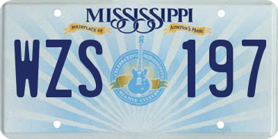 MS license plate WZS197