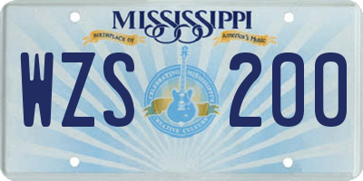 MS license plate WZS200