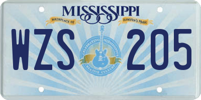 MS license plate WZS205