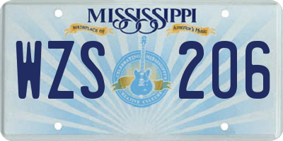 MS license plate WZS206