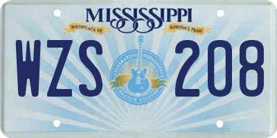 MS license plate WZS208