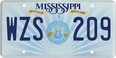 MS license plate WZS209