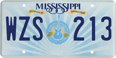 MS license plate WZS213