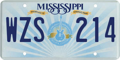 MS license plate WZS214