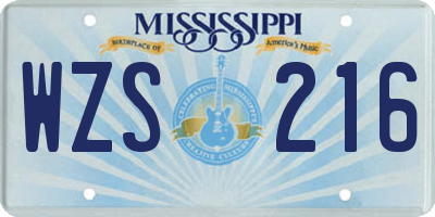 MS license plate WZS216