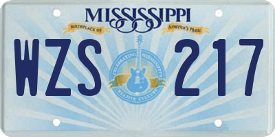 MS license plate WZS217