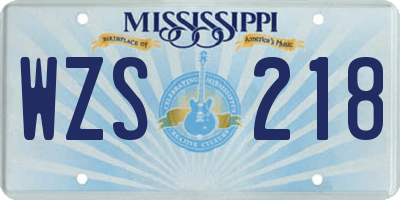 MS license plate WZS218