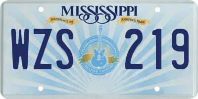 MS license plate WZS219