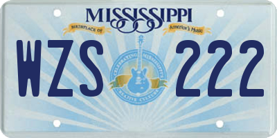 MS license plate WZS222