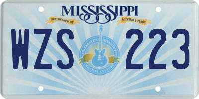MS license plate WZS223
