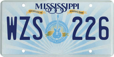 MS license plate WZS226