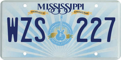 MS license plate WZS227