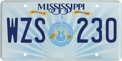 MS license plate WZS230