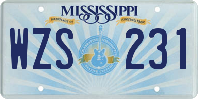 MS license plate WZS231