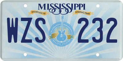 MS license plate WZS232