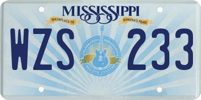MS license plate WZS233