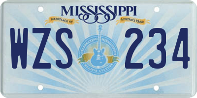 MS license plate WZS234