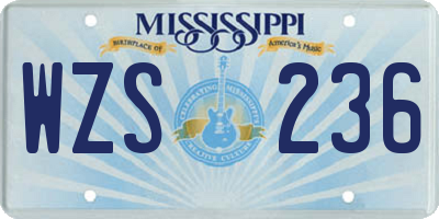 MS license plate WZS236