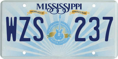 MS license plate WZS237