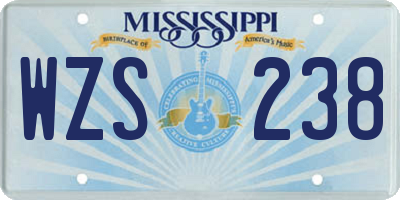 MS license plate WZS238