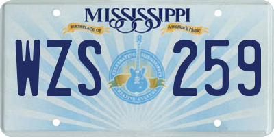 MS license plate WZS259