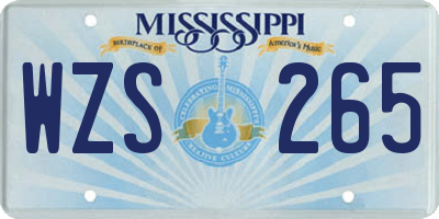 MS license plate WZS265