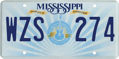 MS license plate WZS274