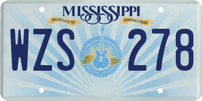 MS license plate WZS278