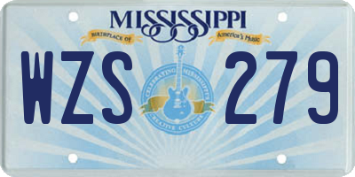 MS license plate WZS279
