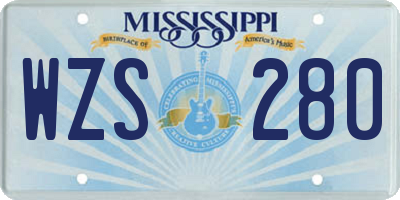 MS license plate WZS280