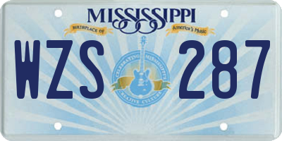 MS license plate WZS287