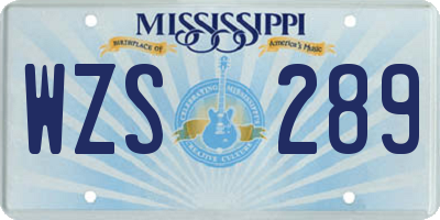 MS license plate WZS289