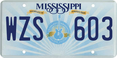 MS license plate WZS603