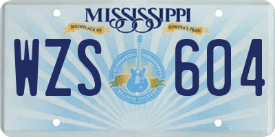 MS license plate WZS604