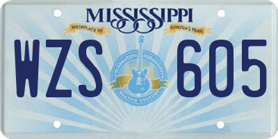 MS license plate WZS605