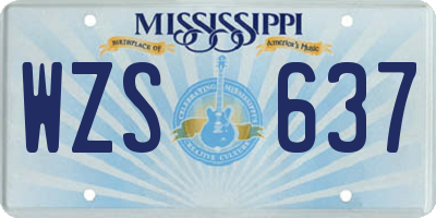MS license plate WZS637
