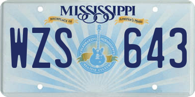 MS license plate WZS643