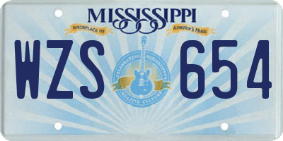 MS license plate WZS654