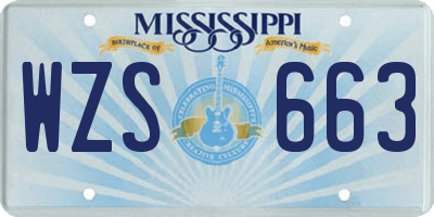 MS license plate WZS663