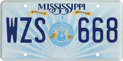 MS license plate WZS668
