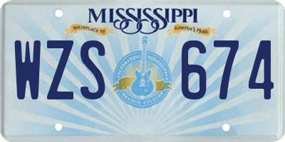 MS license plate WZS674