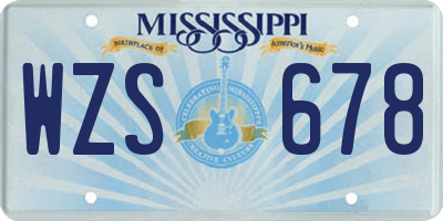MS license plate WZS678