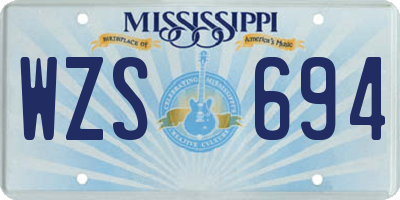 MS license plate WZS694