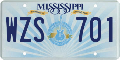MS license plate WZS701
