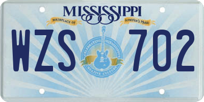 MS license plate WZS702