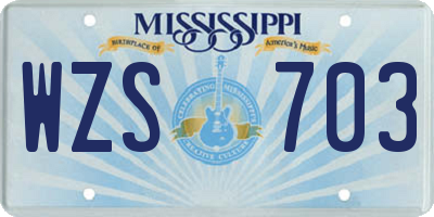 MS license plate WZS703