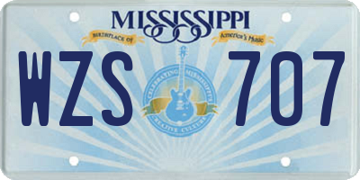 MS license plate WZS707