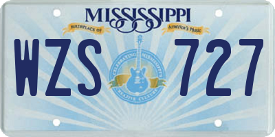 MS license plate WZS727